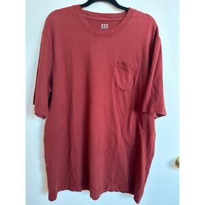Topo Designs Men's Dirt Pocket Tee 100% Cotton, Fire Brick Red, Size XL, EUC